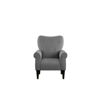 Fauteuil d&#39;appoint à bras en tissu gris boutonné Chairs